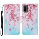 For Xiaomi Redmi 9T Coloured Drawing Pattern Horizontal Flip PU Leather Case with Holder & Card Slots & Wallet & Lanyard(Cherry Blossoms) - 1