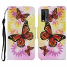 For Xiaomi Redmi 9T Coloured Drawing Pattern Horizontal Flip PU Leather Case with Holder & Card Slots & Wallet & Lanyard(Chrysanthemum Butterfly) - 1