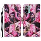 For Xiaomi Redmi Note 10 4G Coloured Drawing Pattern Horizontal Flip PU Leather Case with Holder & Card Slots & Wallet & Lanyard(Purple Marble) - 1