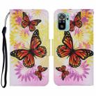 For Xiaomi Redmi Note 10 4G Coloured Drawing Pattern Horizontal Flip PU Leather Case with Holder & Card Slots & Wallet & Lanyard(Chrysanthemum Butterfly) - 1
