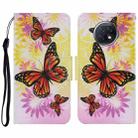 For Xiaomi Redmi Note 9T Coloured Drawing Pattern Horizontal Flip PU Leather Case with Holder & Card Slots & Wallet & Lanyard(Chrysanthemum Butterfly) - 1