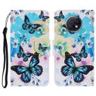 For Xiaomi Redmi Note 9T Coloured Drawing Pattern Horizontal Flip PU Leather Case with Holder & Card Slots & Wallet & Lanyard(Purple Butterfly) - 1