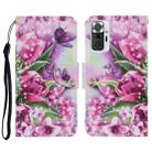 For Xiaomi Redmi Note 10 Pro Coloured Drawing Pattern Horizontal Flip PU Leather Case with Holder & Card Slots & Wallet & Lanyard(Rose Butterfly) - 1