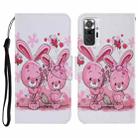 For Xiaomi Redmi Note 10 Pro Coloured Drawing Pattern Horizontal Flip PU Leather Case with Holder & Card Slots & Wallet & Lanyard(Cute Rabbit) - 1