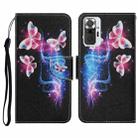 For Xiaomi Redmi Note 10 Pro Coloured Drawing Pattern Horizontal Flip PU Leather Case with Holder & Card Slots & Wallet & Lanyard(Three Fluorescent Butterflies) - 1
