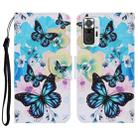 For Xiaomi Redmi Note 10 Pro Coloured Drawing Pattern Horizontal Flip PU Leather Case with Holder & Card Slots & Wallet & Lanyard(Purple Butterfly) - 1
