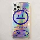 For iPhone 12 mini Shockproof Side Painting Expression Pattern Laser TPU Protective Case (Blue) - 1