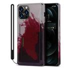 Watercolor Painted Armor Shockproof PC Hard Case with Card Slot For iPhone 12 Pro Max(Dark Red) - 1