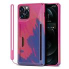 Watercolor Painted Armor Shockproof PC Hard Case with Card Slot For iPhone 12 Pro Max(Rose Blue) - 1