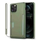 For iPhone 12 / 12 Pro Armor Shockproof TPU + PC Hard Case with Card Slot Holder(Green) - 1