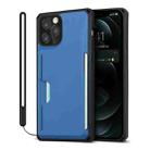 For iPhone 12 / 12 Pro Armor Shockproof TPU + PC Hard Case with Card Slot Holder(Black Blue) - 1