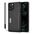 For iPhone 12 Pro Max Armor Shockproof TPU + PC Hard Case with Card Slot Holder(Black) - 1