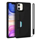 For iPhone 11 Armor Shockproof TPU + PC Hard Case with Card Slot Holder (Black) - 1