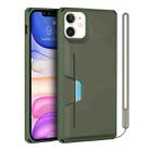 For iPhone 11 Armor Shockproof TPU + PC Hard Case with Card Slot Holder (Green) - 1