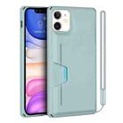 For iPhone 11 Armor Shockproof TPU + PC Hard Case with Card Slot Holder (Light Blue) - 1