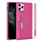 For iPhone 11 Pro Max Armor Shockproof TPU + PC Hard Case with Card Slot Holder (Rose Red) - 1