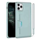 For iPhone 11 Pro Max Armor Shockproof TPU + PC Hard Case with Card Slot Holder (Light Blue) - 1