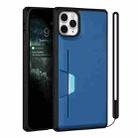 For iPhone 11 Pro Max Armor Shockproof TPU + PC Hard Case with Card Slot Holder (Black Blue) - 1