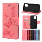 For Samsung Galaxy A02s (EU Version) Butterflies Embossing Horizontal Flip Leather Case with Holder & Card Slots & Wallet(Pink) - 1