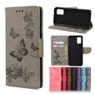 For Samsung Galaxy A02s (EU Version) Butterflies Embossing Horizontal Flip Leather Case with Holder & Card Slots & Wallet(Grey) - 1