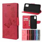 For Samsung Galaxy A02s (EU Version) Butterflies Embossing Horizontal Flip Leather Case with Holder & Card Slots & Wallet(Red) - 1