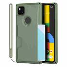 For Google Pixel 4a Armor Shockproof TPU + PC Hard Case with Card Slot Holder(Green) - 1