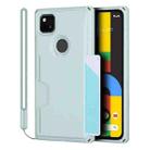 For Google Pixel 4a Armor Shockproof TPU + PC Hard Case with Card Slot Holder(Light Blue) - 1