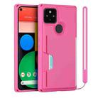 For Google Pixel 4a 5G Armor Shockproof TPU + PC Hard Case with Card Slot Holder(Rose Red) - 1