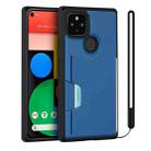 For Google Pixel 5 Armor Shockproof TPU + PC Hard Case with Card Slot Holder(Black Blue) - 1