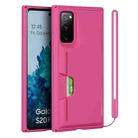 For Samsung Galaxy S20 FE Armor Shockproof TPU + PC Hard Case with Card Slot Holder(Rose Red) - 1