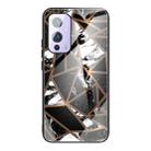 For One Plus 9 Abstract Marble Pattern Glass Protective Case(Rhombus Black) - 1