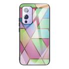 For One Plus 9 Abstract Marble Pattern Glass Protective Case(Rhombus Gradient) - 1