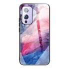 For One Plus 9 Abstract Marble Pattern Glass Protective Case(Abstract Red) - 1