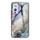 For One Plus 9 Abstract Marble Pattern Glass Protective Case(Abstract Gold) - 1