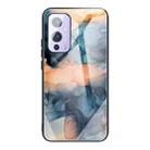 For One Plus 9 Abstract Marble Pattern Glass Protective Case(Abstract Blue) - 1
