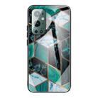 For One Plus 9 Pro Abstract Marble Pattern Glass Protective Case(Rhombus Dark Green) - 1