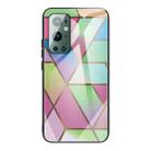 For One Plus 9 Pro Abstract Marble Pattern Glass Protective Case(Rhombus Gradient) - 1