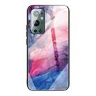 For One Plus 9 Pro Abstract Marble Pattern Glass Protective Case(Abstract Red) - 1