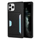 For iPhone 11 Pro Carbon Fiber Armor Shockproof TPU + PC Hard Case with Card Slot Holder (Black) - 1