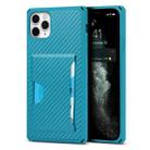 For iPhone 11 Pro Max Carbon Fiber Armor Shockproof TPU + PC Hard Case with Card Slot Holder (Blue) - 1