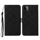 For Samsung Galaxy A22 5G Ethnic Style Embossed Pattern Horizontal Flip Leather Case with Holder & Card Slots & Wallet & Lanyard(Black) - 1
