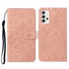 For Samsung Galaxy A32 5G Ethnic Style Embossed Pattern Horizontal Flip Leather Case with Holder & Card Slots & Wallet & Lanyard(Pink) - 1