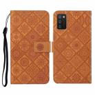 For Samsung Galaxy A02s EU Version Ethnic Style Embossed Pattern Horizontal Flip Leather Case with Holder & Card Slots & Wallet & Lanyard(Brown) - 1