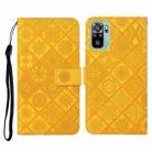 For Xiaomi Redmi Note 10 4G Ethnic Style Embossed Pattern Horizontal Flip Leather Case with Holder & Card Slots & Wallet & Lanyard(Yellow) - 1