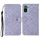 For Xiaomi Redmi Note 10 4G Ethnic Style Embossed Pattern Horizontal Flip Leather Case with Holder & Card Slots & Wallet & Lanyard(Purple) - 1