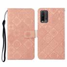 For Xiaomi Redmi 9T Ethnic Style Embossed Pattern Horizontal Flip Leather Case with Holder & Card Slots & Wallet & Lanyard(Pink) - 1