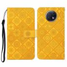For Xiaomi Redmi Note 9T Ethnic Style Embossed Pattern Horizontal Flip Leather Case with Holder & Card Slots & Wallet & Lanyard(Yellow) - 1