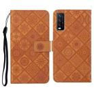 For vivo Y20 Ethnic Style Embossed Pattern Horizontal Flip Leather Case with Holder & Card Slots & Wallet & Lanyard(Brown) - 1