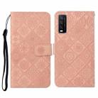 For vivo Y20 Ethnic Style Embossed Pattern Horizontal Flip Leather Case with Holder & Card Slots & Wallet & Lanyard(Pink) - 1