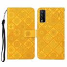 For vivo Y20 Ethnic Style Embossed Pattern Horizontal Flip Leather Case with Holder & Card Slots & Wallet & Lanyard(Yellow) - 1